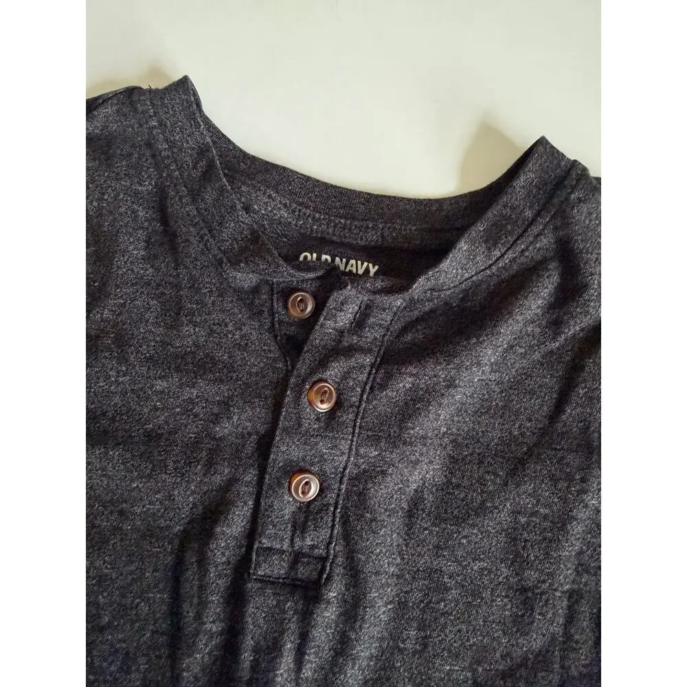 Old Navy Boys' Long Sleeve Grey Henley Shirt - Size Large 10/12